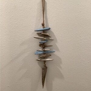 Driftwood Art,  Driftwood Painted Mobile, Driftwood Coastal Decor, Driftwood